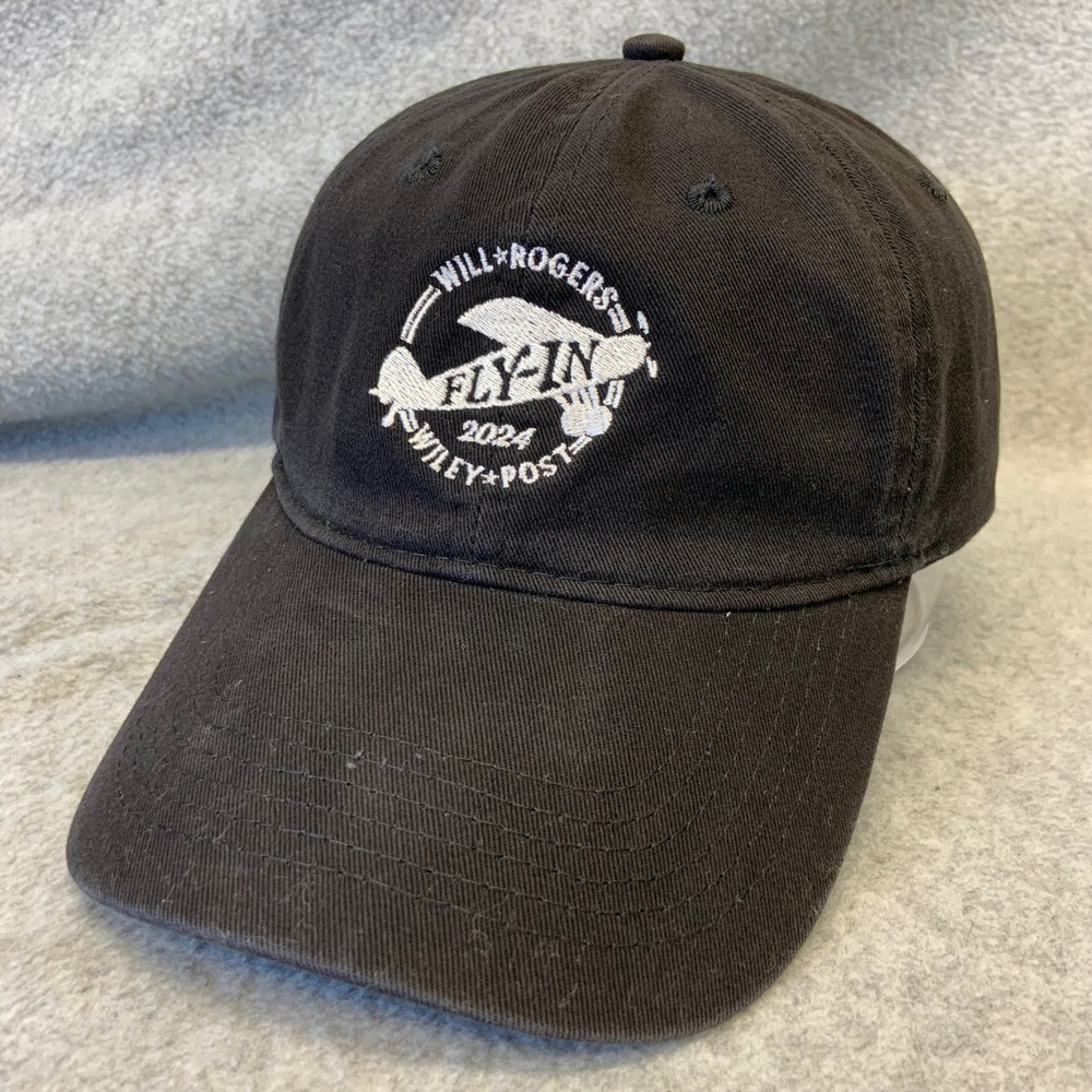Will Rogers Fly-In 2024 Adult Black Port & Company Hat Airplane Adjustable OSFM